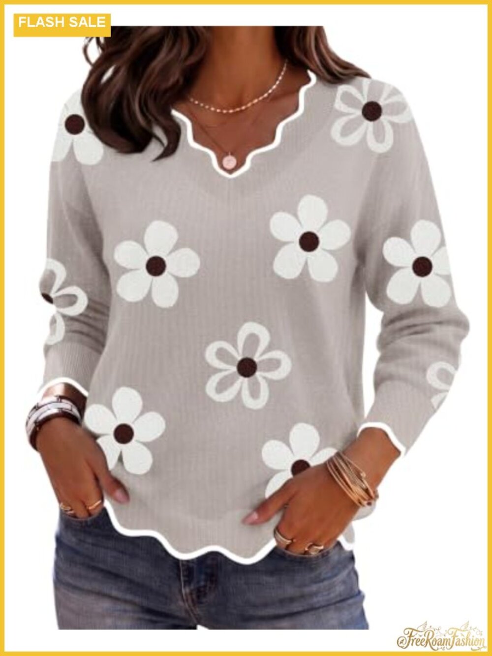 V Neck Sweater Long Sleeve Lightweight Knit Tops